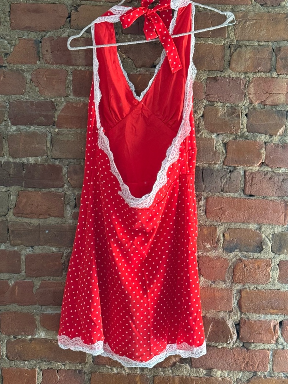 Red Polka Dot Lace-Trim Chemise Nightdress - Women - Picture 4 of 4